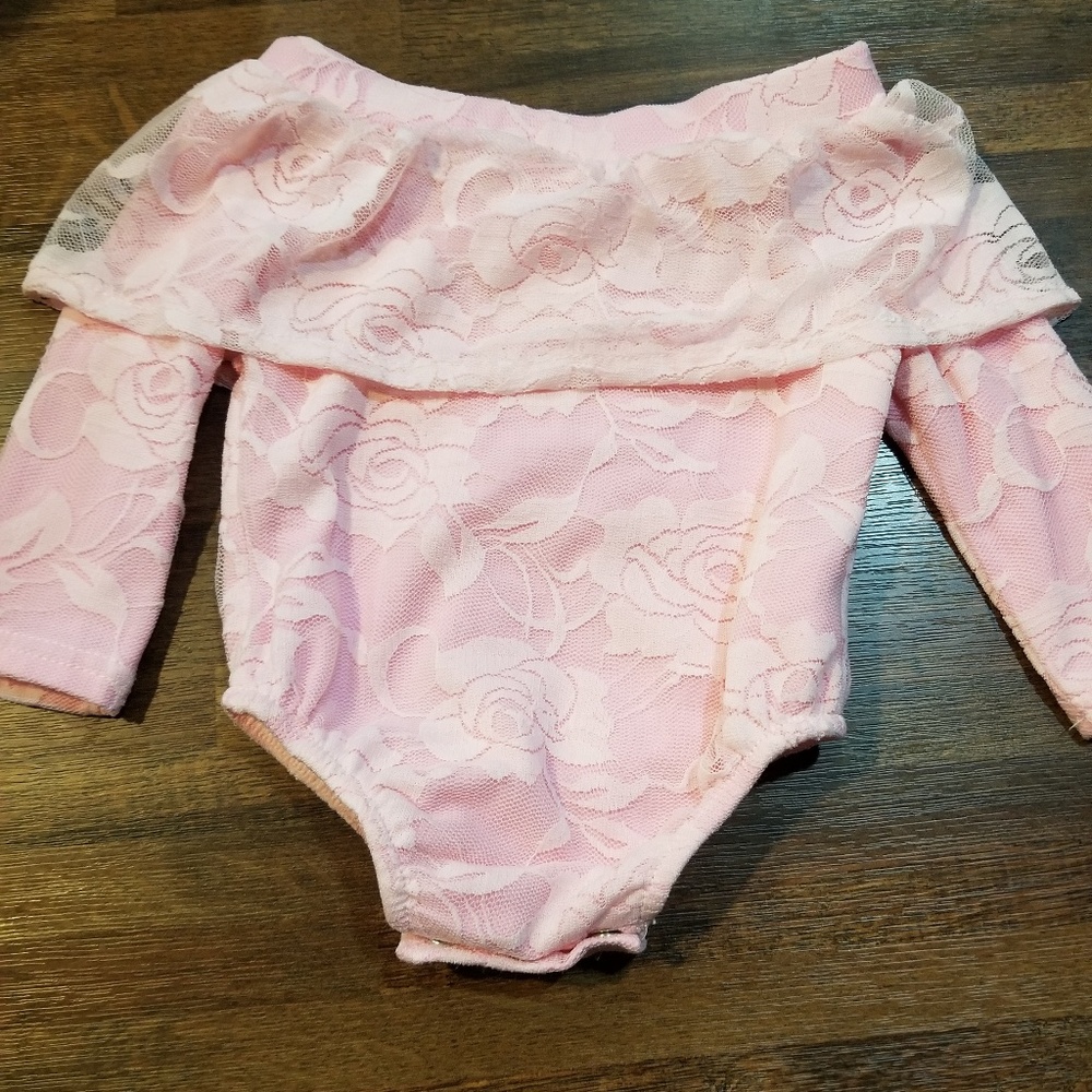Infant pink lace onesie